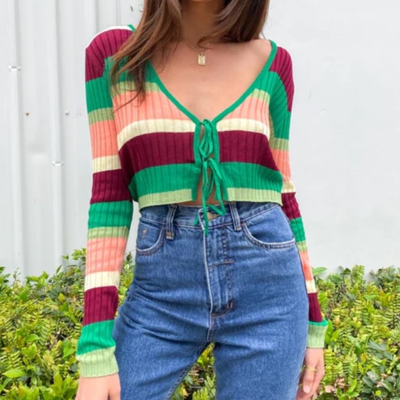 Beginning Boutique Tops - 🌸Beginning Boutique | Godspeed Double Tie Knit Top